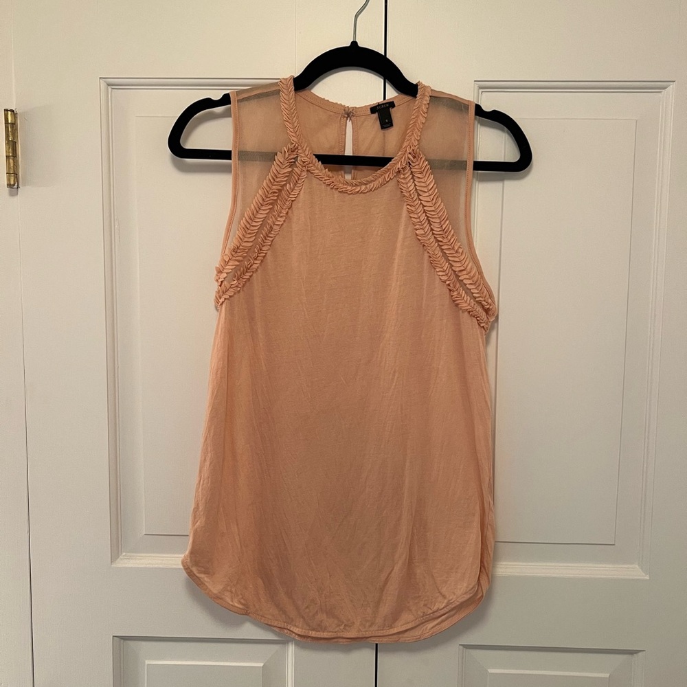 J Crew pink tank with ruffle details